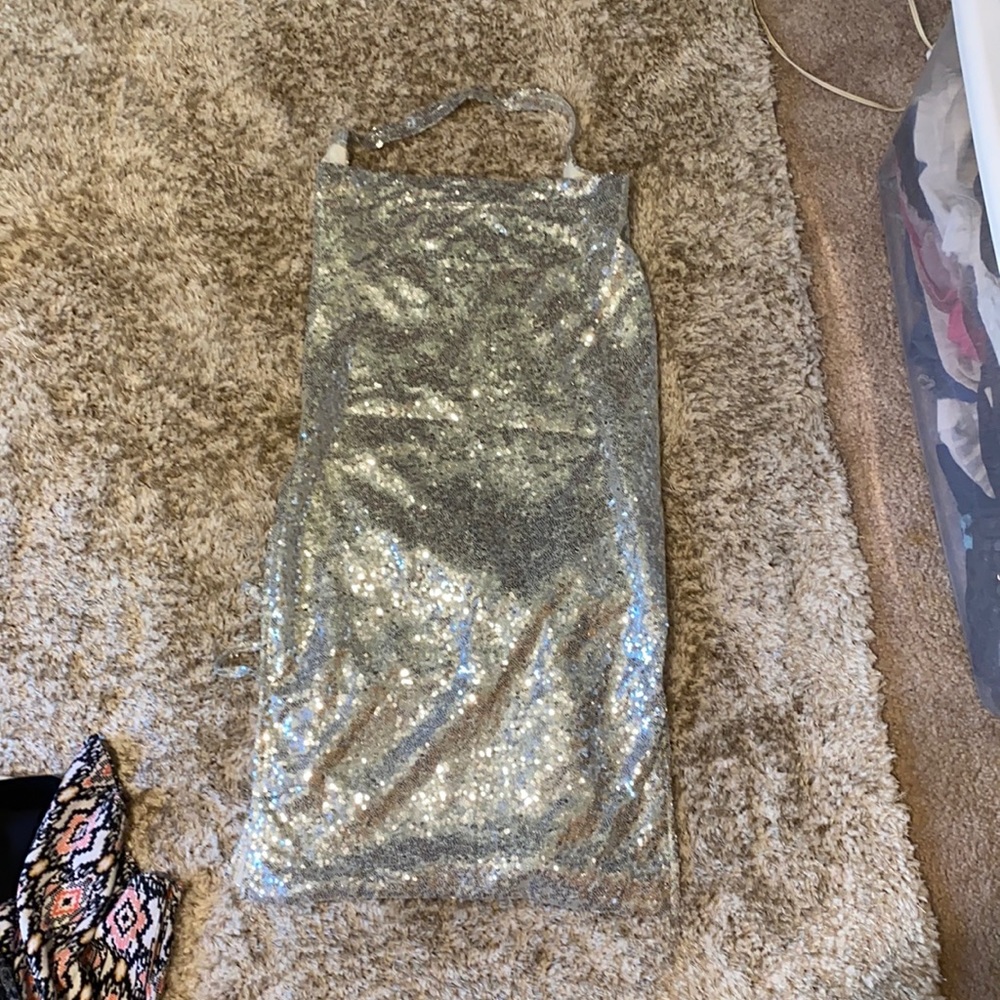 Sparkly halter sequin dress